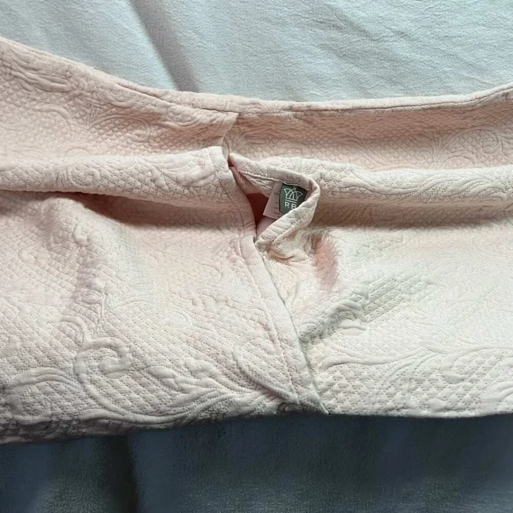 Quilted Pillow Sham 30X23.5 SINGLE Pale Baby Pin Shabby Chic Cottagecore Cottage